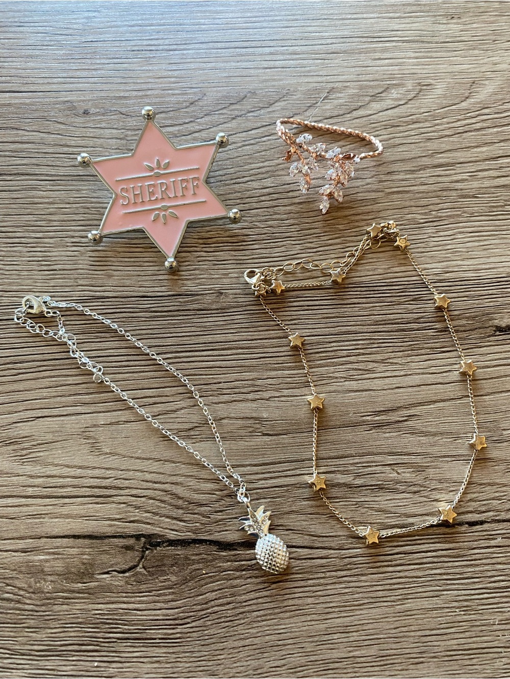 Gold Star Station bracelet with Pink Sheriff Accent and ring